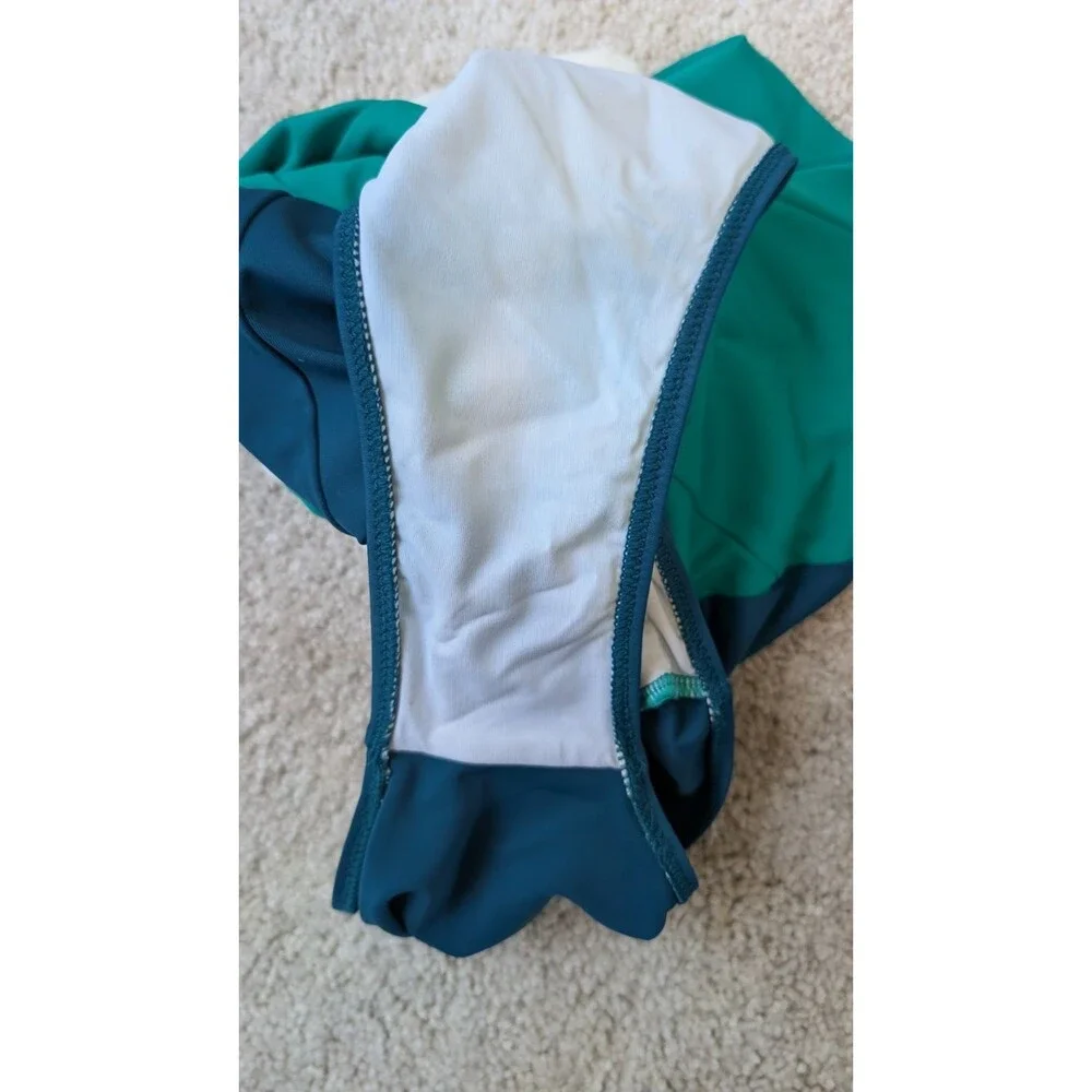 Summersalt Womens 8 White Green Blue Colorblock The Sidestroke OnePiece Swimsuit - Picture 5 of 5